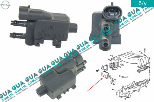 Клапан электромагнитный вакуумной системы / трансдьюсер Opel / ОПЕЛЬ OMEGA B 2000-2003 / ОМЕГА Б 00-04 2.0i (1998 куб.см. )