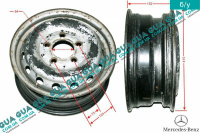 Диск колесный R15 6Jx15H2 металлический ( стальной / железный ) VW / ВОЛЬКС ВАГЕН LT28-55 1996-2006 / ЛТ28-55 96-06 2.5SDI (2461 куб.см.)