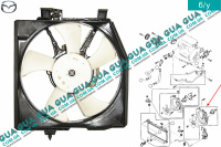 Дифузор основного радіатора ( Вентилятор з двигуном ) Mazda / МАЗДА 323 F 1998-2004 1.4 (1324 куб.см.)