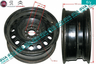 Диск колесный R15 6.5Jx15H2 ET31 металлический ( стальной / железный ) Fiat / ФИАТ SCUDO 220 2004-2006 / СКУДО 220 04-06 1.9D (1868 куб.см.)