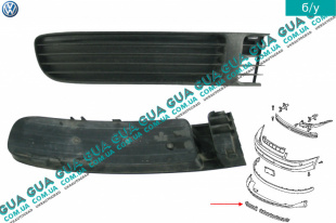 Решетка радиатора в бампер правая VW / ВОЛЬКС ВАГЕН PASSAT 1991-1997 / ПАСАТ 91-97 2.9 VR6 (2861 куб.см.)