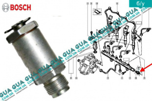 Клапан ограничения давления ( Взрывной клапан топливной рейки механический ) Renault / РЕНО MASTER I 1998-2003 / МАСТЕР 1 98-03 1.9DCI (1870 куб.см.)