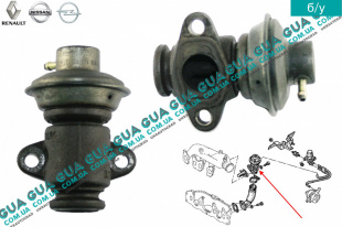 Клапан возврата ОГ / Клапан рециркуляции выхлопных газов / Клапан EGR / ЕГР Renault / РЕНО CLIO II / КЛІО 2 1.9DTI (1870 куб.см.)