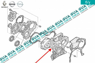 Крышка задняя шестерень привода / ГРМ двигателя Opel / ОПЕЛЬ MOVANO 2003-2010 / МОВАНО 03-10 2.5DCI (2463 куб.см.)