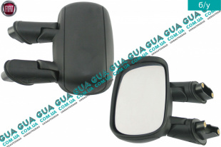 Зеркало заднего вида наружное/боковое механика левое Fiat / ФІАТ DOBLO 2005-2009  / ДОБЛО 05-10 1.6 (1596 куб.см)