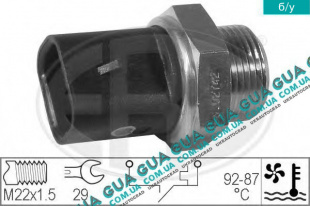 Термовыключатель вентилятора радиатора ( Датчик включения вентилятора ) Fiat / ФИАТ DUCATO 290 1989-1994 / ДУКАТО 290 1.9D (1929 куб.см.)
