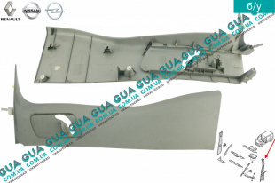 Внутренняя обшивка ( молдинг ) накладка стойки средней левой верхняя часть Renault / РЕНО TRAFIC 2006- / ТРАФІК 06- 2.0DCI (1995 куб.см.)
