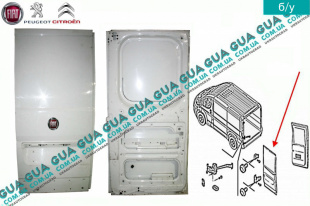 Дверь задняя левая низкая глухая ( 1620x830 ) Fiat / ФИАТ DUCATO 250 2006- / ДУКАТО 250 2.2HDI (2198 куб.см.)