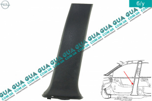 Внутренняя обшивка ( молдинг ) накладка правая средней стойки ( нижняя часть ) Opel / ОПЕЛЬ VECTRA B 1995-2002 / ВЕКТРА Б 98-02 1.8i V16 (1796 куб. см.)