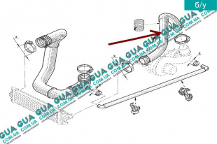 Патрубок интеркулера от турбины к интеркулеру Vauxhal / ВОКСХОЛ MOVANO 1998-2003 2.2DCI (2188 куб.см.)