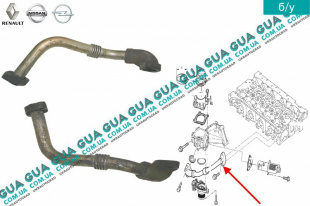 Трубка рециркуляции ЕГР / EGR Renault / РЕНО VEL SATIS / ВЕЛ САТІС 2.2DCI (2188 куб.см.),
