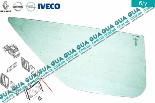 Стекло левое треугольное передней двери ( форточка ) Iveco / ІВЕКО DAILY IV 2006-2011 / ДЕЙЛІ Е4 06- 3.0HPT (2998 куб.см.)