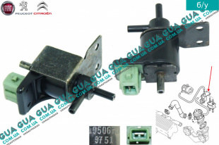 Клапан электромагнитный вакуумной системы ( управления турбиной / трансдьюсер ) Fiat / ФИАТ DUCATO 230 1994-2002 / ДУКАТО 230 2.8JTD (2799 куб.см.)