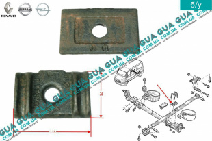 Прижимная планка крепления рессоры ( пластина / кронштейн стремянки / металлическая рессора ) Opel / ОПЕЛЬ MOVANO 1998-2003 / МОВАНО 98-03 2.5D (2499 куб.см.)
