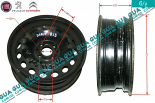 Диск колесный R15 5.5Jx15H2 ET32 металлический ( стальной / железный ) Fiat / ФИАТ DOBLO 2009- / ДОБЛО 2009- 1.3MJTD (1248 куб.см.)