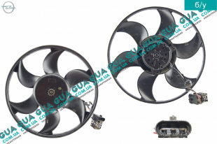 Вентилятор основного радиатора с моторчиком D390 лопастей 6 Opel / ОПЕЛЬ ZAFIRA A 1999-2006 / ЗАФІРА А 99-06 2.0DTI V16 (1995 куб. см.)