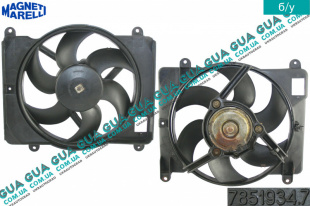 Диффузор основного радиатора ( Вентилятор с моторчиком ) Fiat / ФІАТ PUNTO 1999- / ПУНТО 1.2 16V (1242 куб.см.)