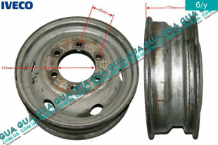 Диск колесный 16H1x5 1/2JK металлический спарка ( стальной / железный ) Iveco / ІВЕКО DAILY III 1999-2006 / ДЕЙЛІ Е3 99-06 2.8TD (2798 куб.см.)