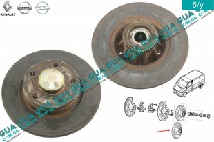 Ступица ( тормозной диск ) колеса задняя левая / правая  в сборе под АБС ( ABS ) R16 Renault / РЕНО TRAFIC 2000-2006 / ТРАФІК 00-06 2.5DCI (2463 куб.см.)