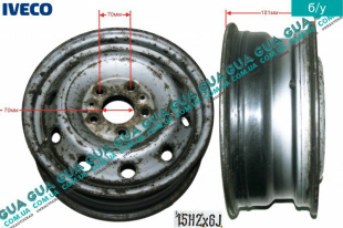 Диск колесный R15 15H2x6J металлический однокотковый ( стальной / железный ) Citroen / СИТРОЭН JUMPER 1994-2002 / ДЖАМПЕР 1 1.9TD (1905 куб.см.) 