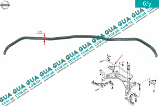 Стабилизатор передний D20 Nissan / НІССАН ALMERA N16 / АЛЬМЕРА Н16 2.2 DI ( 2184 куб.см.)