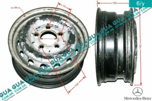 Диск колесный R15 6Jx15H2 металлический ( стальной / железный ) VW / ВОЛЬКС ВАГЕН LT28-55 1996-2006 / ЛТ28-55 96-06 2.5TDI (2461 куб.см.)