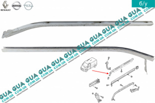 Направляющая планка / рейка ( лыжа / салазка ) боковой правой сдвижной двери верхняя короткая база Opel / ОПЕЛЬ VIVARO 2000-2014 / ВІВАРО 00-14 1.9DTI (1870 куб. см.)