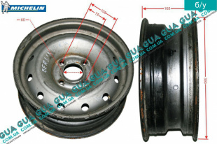 Диск колесный R14 5.5Jx14 ET24 металлический ( стальной / железный ) Citroen / СІТРОЕН BERLINGO (M59) 2003-2008 / БЕРЛІНГО (М59) 1.4 (1360 куб.см)