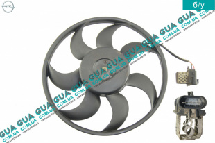Вентилятор основного радиатора с моторчиком D390 лопастей 7 Opel / ОПЕЛЬ ASTRA G 2000-2005 / АСТРА Ж 00-05 2.0OPC (1998 куб. см.)