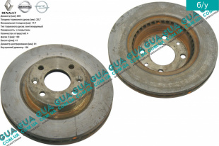 Тормозной диск вентилируемый передний Nissan / НИССАН KUBISTAR 1997-2008 / КУБИСТАР 97-08 1.6 (1598 куб.см)