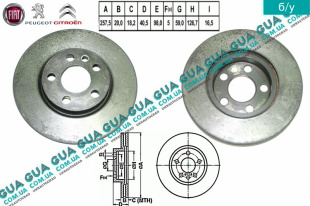 Тормозной диск вентилируемый передний R14 Fiat / ФІАТ SCUDO 220 2004-2006 / СКУДО 220 04-06 2.0v16 HDI (1997куб.см.)