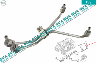 Трубка цилиндра 1 / 2 топливной системы ( форсунки / рейки ) Opel / ОПЕЛЬ MERIVA 2005-2010 / МЕРІВА 05-10 1.7CDTI (1686 куб.см.)