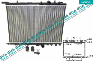 Радиатор охлаждения ( основной ) ( 380х549х26 ) Peugeot / ПЕЖО 206 1.4HDI (1398 куб.см.)