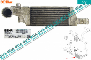 Радиатор интеркулера Opel / ОПЕЛЬ COMBO 2001-2012 / КОМБО 01-12 1.3CDTI (1248 куб.см.)