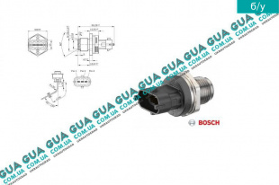Датчик, давление подачи топлива ( Датчик давления топлива в рейке / Редукционный клапан ) Fiat / ФІАТ 500C 1.3MJTD (1248 куб.см.)