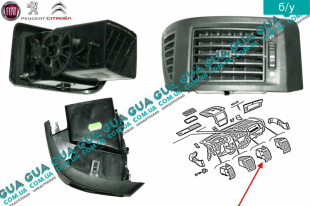 Дефлектор / воздушная заслонка обдува кабины правая ( центральная ) Fiat / ФІАТ DUCATO 250 2006- / ДУКАТО 250 2.2HDI (2198 куб.см.)