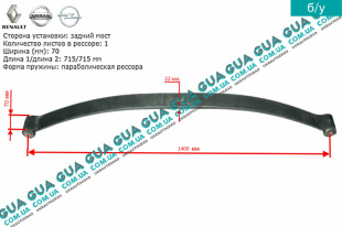 Рессора задняя метал H=22 мм Opel / ОПЕЛЬ MOVANO 1998-2003 / МОВАНО 98-03 1.9DTI (1870 куб.см.)