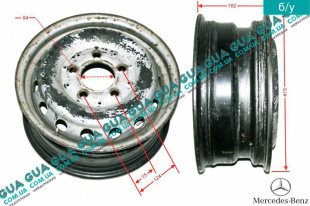 Диск колесный R15 6Jx15H2 металлический ( стальной / железный ) VW / ВОЛЬКС ВАГЕН LT28-55 1996-2006 / ЛТ28-55 96-06 2.8TDI (2799 куб.см.)