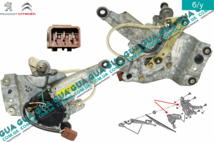 Моторчик стеклоочистителя задней распашной двери ( электродвигатель дворника ) 3pin Citroen / СІТРОЕН BERLINGO (M49) 1996-2003 / БЕРЛІНГО (М49) 2.0HDI (1997куб.см.)