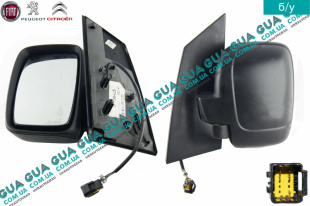 Зеркало заднего вида наружное / боковое электрическое левое 5 пинов Peugeot / ПЕЖО EXPERT III 2007- / ЕКСПЕРТ 3 07- 2.0v16 HDI (1997куб.см.)