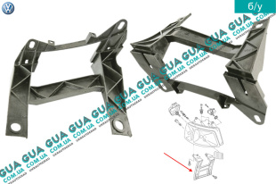 Кронштейн крепления передней правой фари VW / ВОЛЬКС ВАГЕН TRANSPORTER V 2003- / ТРАНСПОРТЕР 5 03- 1.9TDI (1896 куб.см.)