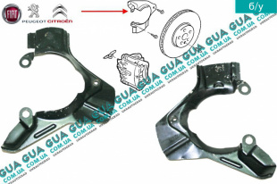 Защита тормозного диска передняя правая Fiat / ФІАТ SCUDO 220 2004-2006 / СКУДО 220 04-06 1.9D (1868 куб.см.)